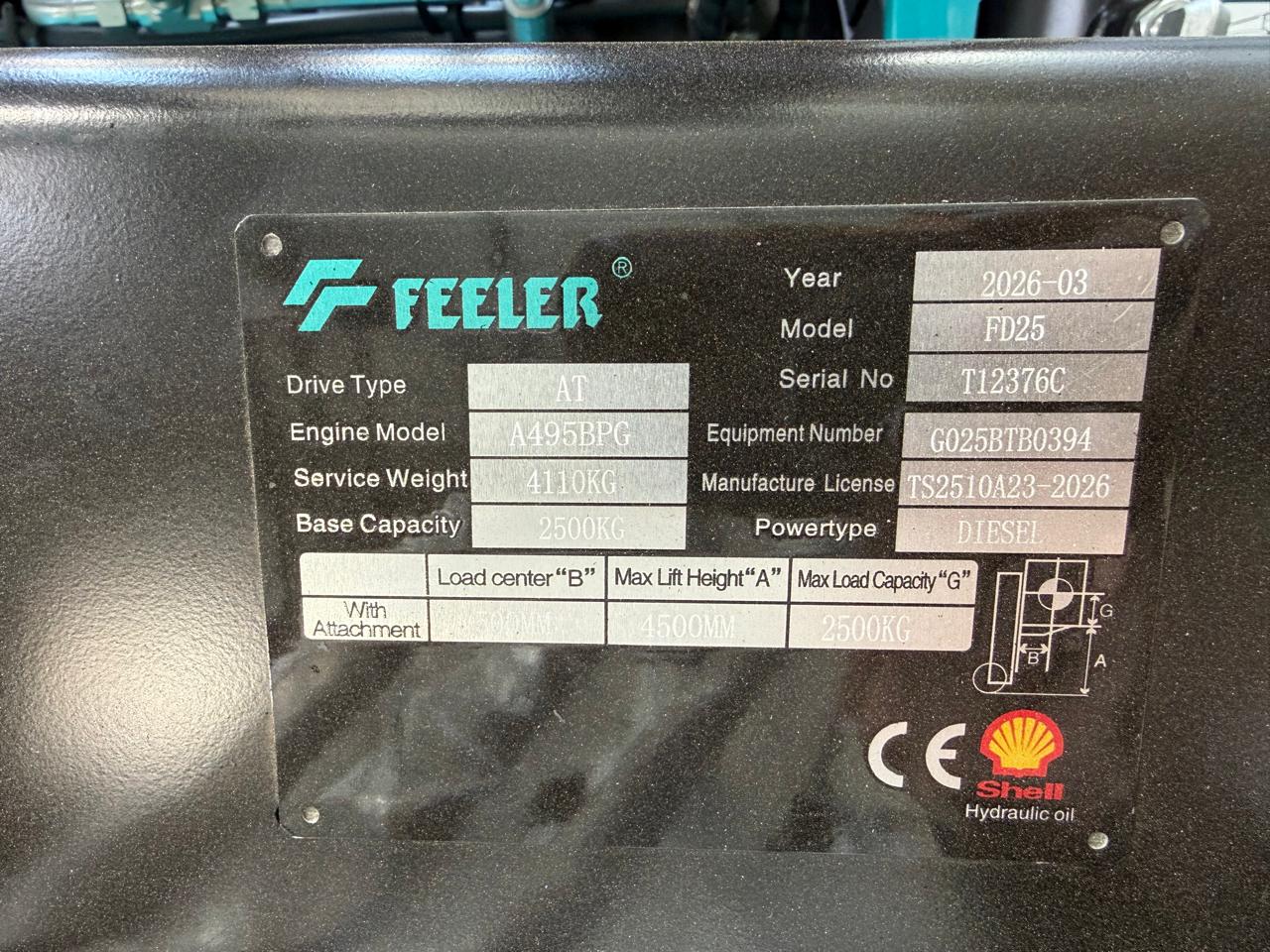 2026 FEELER FORKLIFT DIESEL FD25 (F0010)