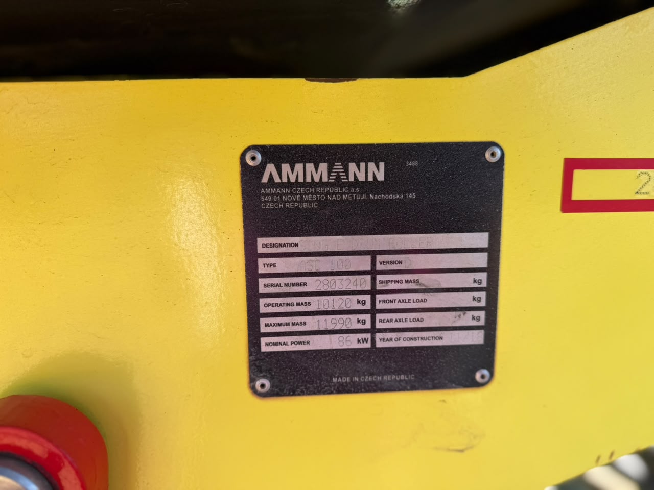 2019 AMMANN ASC 100D SMOOTH DRUM ROLLER (A1379)
